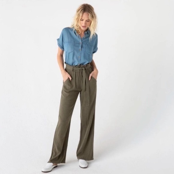 Thread & Supply Pants - Thread & Supply Paperbag Waisted Wide Leg Pants